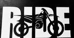 "RIDE" car window decal -11" x 5"